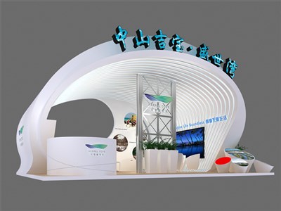 54平米展臺(tái)設(shè)計(jì)制作：二面開口/前衛(wèi)/型材結(jié)構(gòu)/白色，為房產(chǎn)展展商而作（免費(fèi)使用）