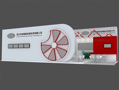 90平米展臺設(shè)計(jì)制作：三面開口/前衛(wèi)/木質(zhì)結(jié)構(gòu)/紅色，為光伏展展商而作（免費(fèi)使用）