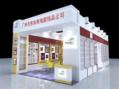 72平米展臺(tái)設(shè)計(jì)制作：二面開(kāi)口/現(xiàn)代/木質(zhì)結(jié)構(gòu)/白色，為工藝品展展商而作（免費(fèi)使用）
