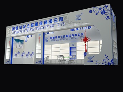 36平米展臺設(shè)計制作：一面開口/中式/木質(zhì)結(jié)構(gòu)/白色，為工藝品展展商而作（免費使用）