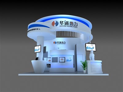 36平米展臺設(shè)計制作：三面開口/現(xiàn)代/木質(zhì)結(jié)構(gòu)/白色，為能源展展商而作（免費使用）