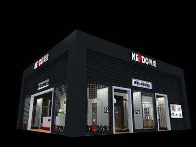 143平米展臺設(shè)計制作：三面開口/現(xiàn)代/木質(zhì)結(jié)構(gòu)/黑色，為衛(wèi)浴展展商而作（免費使用）