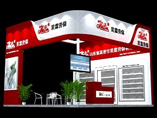 36平米展臺(tái)設(shè)計(jì)制作：三面開口/現(xiàn)代/木質(zhì)結(jié)構(gòu)/紅色，為鞋箱包展展商而作（免費(fèi)使用）