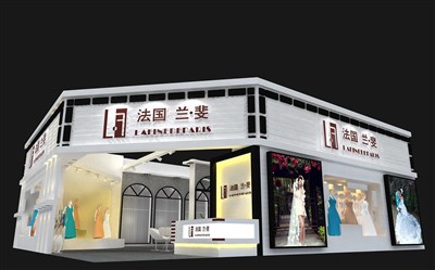156平米展臺(tái)設(shè)計(jì)制作：二面開口/現(xiàn)代/木質(zhì)結(jié)構(gòu)/白色，為婚博會(huì)展商而作（免費(fèi)使用）