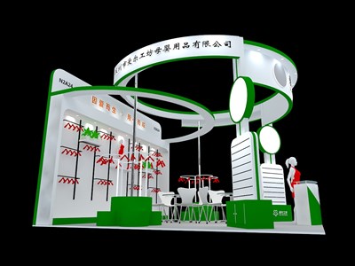 36平米展臺設(shè)計(jì)制作：三面開口/現(xiàn)代/木質(zhì)結(jié)構(gòu)/綠色，為嬰幼展展商而作（免費(fèi)使用）