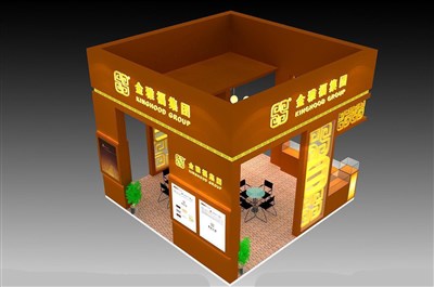 36平米展臺(tái)設(shè)計(jì)制作：四面開口/現(xiàn)代/木質(zhì)結(jié)構(gòu)/黃色，為珠寶展展商而作（免費(fèi)使用）