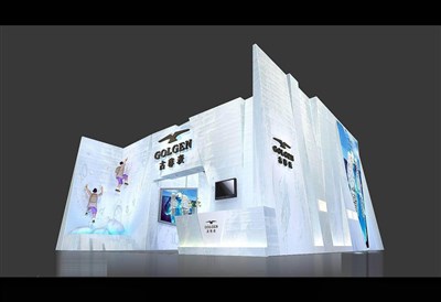 144平米展臺設(shè)計制作：一面開口/現(xiàn)代/木質(zhì)結(jié)構(gòu)/白色，為鐘表展展商而作（免費使用）