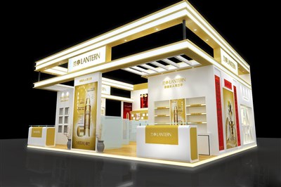 72平米展臺設(shè)計制作：二面開口/前衛(wèi)/木質(zhì)結(jié)構(gòu)/黃色，為美博會展商而作（免費使用）