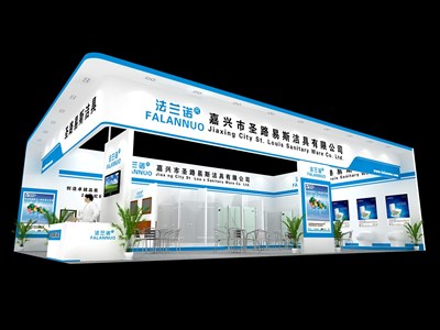 160平米展臺設計制作：二面開口/現代/木質結構/白色，為衛(wèi)浴展展商而作（免費使用）