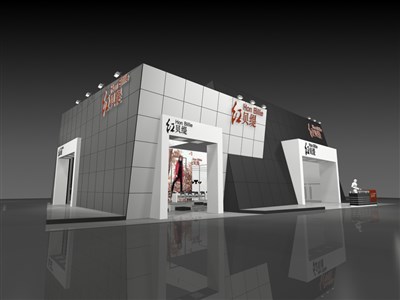 315平米展臺(tái)設(shè)計(jì)制作：三面開(kāi)口/現(xiàn)代/木質(zhì)結(jié)構(gòu)/灰色，為服裝展展商而作（免費(fèi)使用）