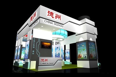81平米展臺(tái)設(shè)計(jì)制作：三面開口/現(xiàn)代/木質(zhì)結(jié)構(gòu)/白色，為成就招商展展商而作（免費(fèi)使用）