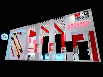 90平米展臺(tái)設(shè)計(jì)制作：二面開(kāi)口/現(xiàn)代/木質(zhì)結(jié)構(gòu)/白色，為文具圖書(shū)展展商而作（免費(fèi)使用）