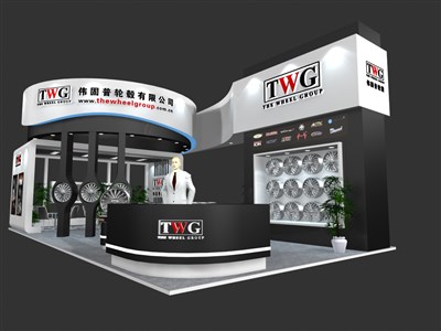 72平米展臺設(shè)計制作：二面開口/前衛(wèi)/木質(zhì)結(jié)構(gòu)/灰色，為汽配展展商而作（免費使用）