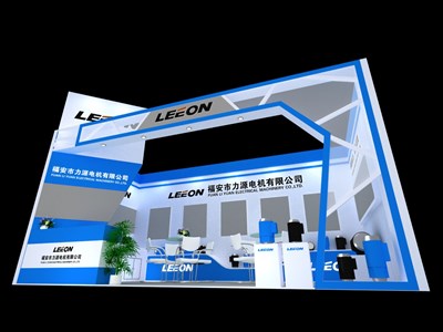18平米展臺設(shè)計制作：一面開口/前衛(wèi)/木質(zhì)結(jié)構(gòu)/藍色，為汽配展展商而作（免費使用）