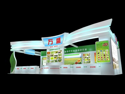 105平米展臺(tái)設(shè)計(jì)制作：一面開口/現(xiàn)代/木質(zhì)結(jié)構(gòu)/綠色，為農(nóng)交會(huì)展商而作（免費(fèi)使用）