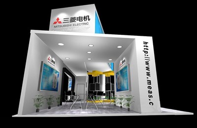 72平米展臺設(shè)計(jì)制作：四面開口/現(xiàn)代/木質(zhì)結(jié)構(gòu)/白色，為家電展展商而作（免費(fèi)使用）