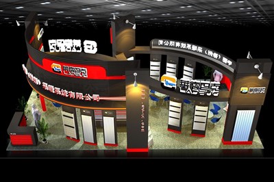 72平米展臺設(shè)計(jì)制作：四面開口/現(xiàn)代/木質(zhì)結(jié)構(gòu)/黑色，為家電展展商而作（免費(fèi)使用）