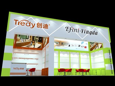 27平米展臺設(shè)計制作：一面開口/現(xiàn)代/木質(zhì)結(jié)構(gòu)/彩色，為家電展展商而作（免費使用）