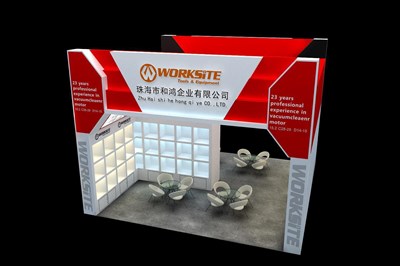 36平米展臺(tái)設(shè)計(jì)制作：二面開口/現(xiàn)代/木質(zhì)結(jié)構(gòu)/彩色，為家電展展商而作（免費(fèi)使用）
