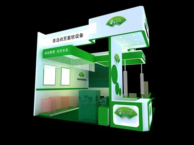 36平米展臺設(shè)計(jì)制作：三面開口/現(xiàn)代/木質(zhì)結(jié)構(gòu)/綠色，為汽配展展商而作（免費(fèi)使用）