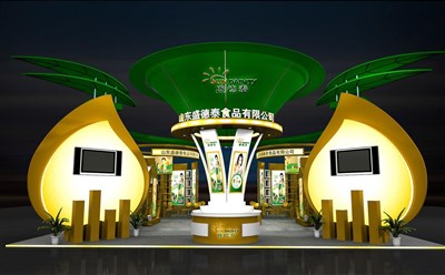 144平米展臺(tái)設(shè)計(jì)制作：四面開(kāi)口/卡通/木質(zhì)結(jié)構(gòu)/彩色，為茶博會(huì)展商而作（免費(fèi)使用）