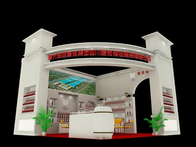 36平米展臺設(shè)計制作：二面開口/現(xiàn)代/型材結(jié)構(gòu)/白色，為糖酒展展商而作（免費使用）