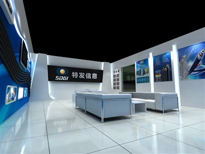 58.5平米展廳設(shè)計制作：前衛(wèi)/綠色，產(chǎn)品類展廳-S061特發(fā)信息展廳（免費使用）