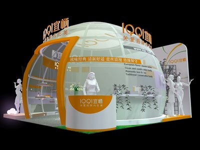 36平米展臺設(shè)計制作：一面開口/現(xiàn)代/型材結(jié)構(gòu)/白色，為嬰幼展展商而作（免費(fèi)使用）