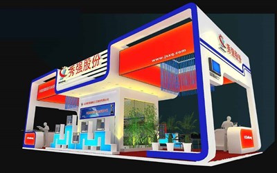 84平米展臺設計制作：四面開口/現(xiàn)代/木質結構/彩色，為綜合展展商而作（免費使用）