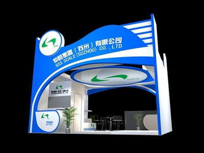 36平米展臺設計制作：二面開口/現(xiàn)代/木質結構/藍色，為綜合展展商而作（免費使用）