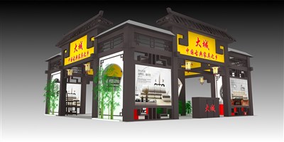 225平米展臺(tái)設(shè)計(jì)制作：四面開(kāi)口/中式/木質(zhì)結(jié)構(gòu)/灰色，為家具展展商而作（免費(fèi)使用）