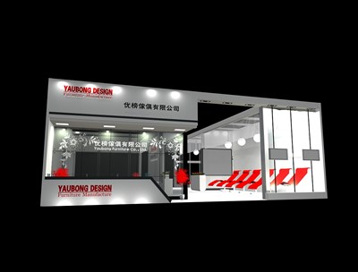 49平米展臺設(shè)計制作：二面開口/現(xiàn)代/型材結(jié)構(gòu)/灰色，為家具展展商而作（免費使用）