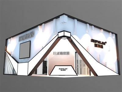 45平米展臺(tái)設(shè)計(jì)制作：二面開口/前衛(wèi)/型材結(jié)構(gòu)/咖啡色，為家具展展商而作（免費(fèi)使用）