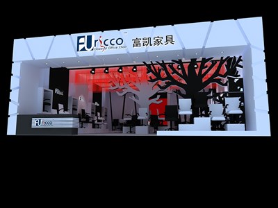 80平米展臺設計制作：一面開口/現(xiàn)代/型材結(jié)構(gòu)/灰色，為家具展展商而作（免費使用）