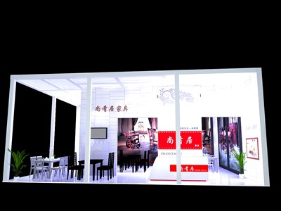 80平米展臺(tái)設(shè)計(jì)制作：二面開(kāi)口/現(xiàn)代/型材結(jié)構(gòu)/白色，為家具展展商而作（免費(fèi)使用）