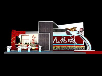 84平米展臺設(shè)計制作：三面開口/現(xiàn)代/型材結(jié)構(gòu)/彩色，為房產(chǎn)展展商而作（免費使用）