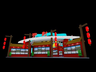720平米展臺設(shè)計(jì)制作：四面開口/中式/木質(zhì)結(jié)構(gòu)/咖啡色，為旅游展展商而作（免費(fèi)使用）