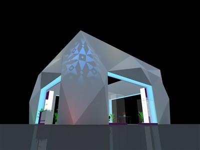 81平米展臺設(shè)計(jì)制作：四面開口/前衛(wèi)/型材結(jié)構(gòu)/灰色，為建材展展商而作（免費(fèi)使用）