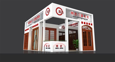 54平米展臺(tái)設(shè)計(jì)制作：二面開口/現(xiàn)代/木質(zhì)結(jié)構(gòu)/白色，為建材展展商而作（免費(fèi)使用）