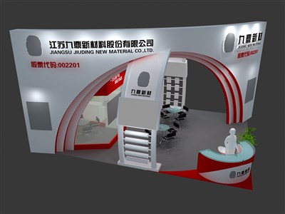 48平米展臺(tái)設(shè)計(jì)制作：三面開口/現(xiàn)代/木質(zhì)結(jié)構(gòu)/白色，為建材展展商而作（免費(fèi)使用）