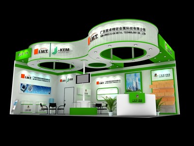 54平米展臺設(shè)計制作：二面開口/現(xiàn)代/木質(zhì)結(jié)構(gòu)/綠色，為綜合展展商而作（免費使用）