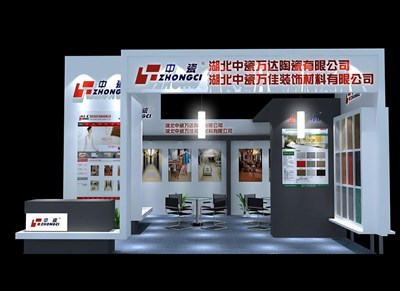 36平米展臺(tái)設(shè)計(jì)制作：二面開口/現(xiàn)代/木質(zhì)結(jié)構(gòu)/灰色，為建材展展商而作（免費(fèi)使用）