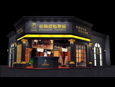 115平米展臺設(shè)計制作：二面開口/歐式/木質(zhì)結(jié)構(gòu)/黑色，為建材展展商而作（免費使用）