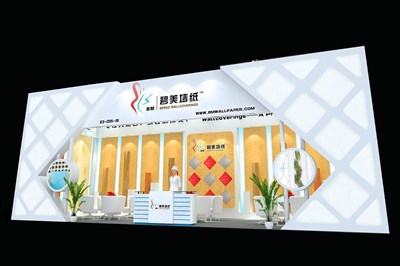 50.4平米展臺設(shè)計制作：一面開口/現(xiàn)代/木質(zhì)結(jié)構(gòu)/白色，為建材展展商而作（免費使用）