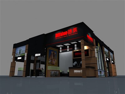 180平米展臺設(shè)計制作：三面開口/現(xiàn)代/木質(zhì)結(jié)構(gòu)/紫色，為建材展展商而作（免費(fèi)使用）