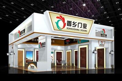 90平米展臺設(shè)計制作：二面開口/現(xiàn)代/木質(zhì)結(jié)構(gòu)/白色，為建材展展商而作（免費使用）