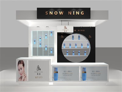 10.5平米展臺設(shè)計制作：三面開口/現(xiàn)代/木質(zhì)結(jié)構(gòu)/黑色，為日用品展展商而作（免費使用）