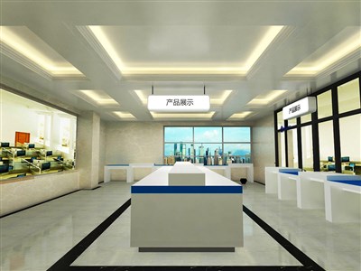 100平米展廳設(shè)計制作：現(xiàn)代/白色，產(chǎn)品類展廳-青島牧野（免費使用）