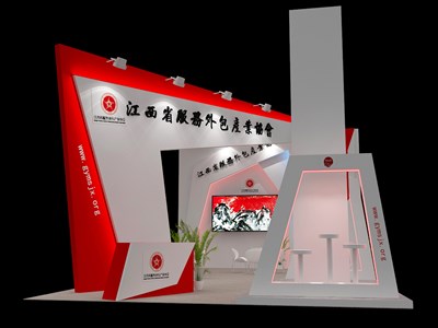 57平米展臺設(shè)計制作：四面開口/前衛(wèi)/木質(zhì)結(jié)構(gòu)/紅色，為工藝品展展商而作（免費使用）