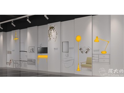 5平米展臺設(shè)計制作：三面開口/現(xiàn)代/木質(zhì)結(jié)構(gòu)/白色，為家具展展商而作（免費使用）